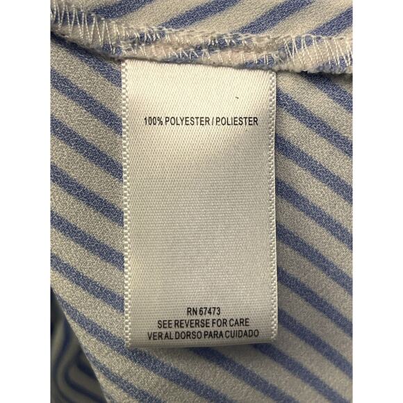 DN Design Dress Womens size 12 Blue White striped Belted Ruffles V Neck‎ - Picture 8 of 8